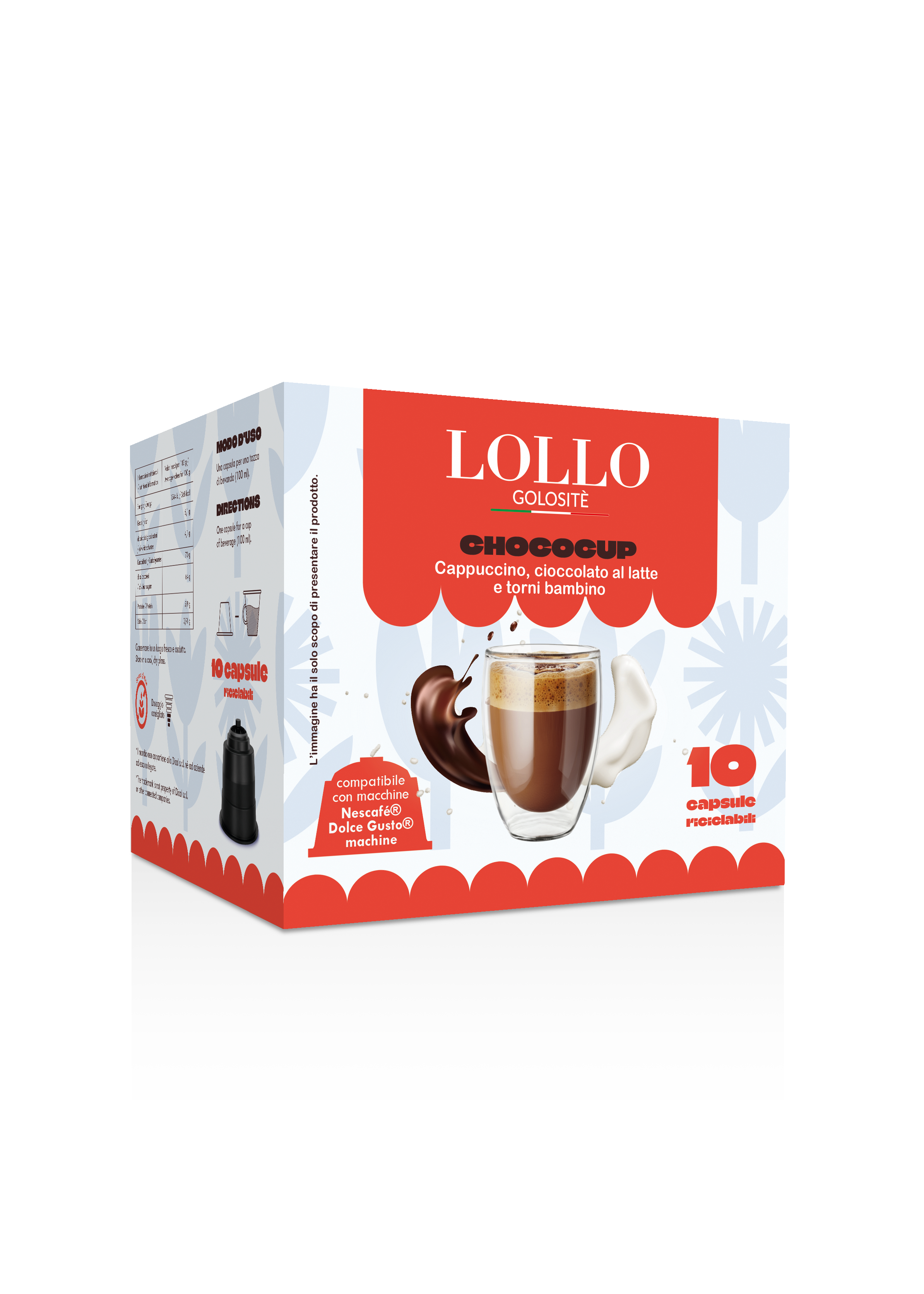 Golositè Dolce Gusto* Chococup - Cappuccino, cioccolato al latte e torni bambino 10pz